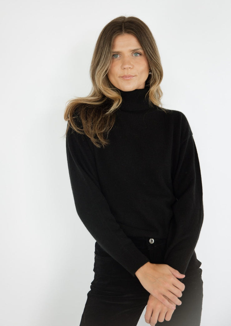 Malibu Roll Neck Sweater - Black