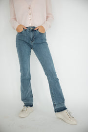 Contrast Cuff Flare Jean