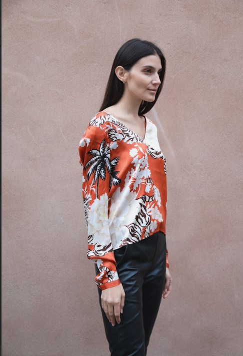 Long Sleeve Top Romantic Tiger - Brick