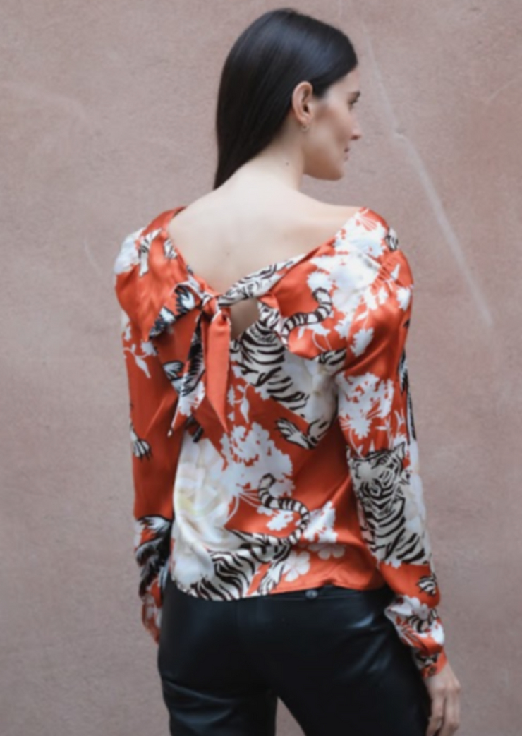 Long Sleeve Top Romantic Tiger - Brick
