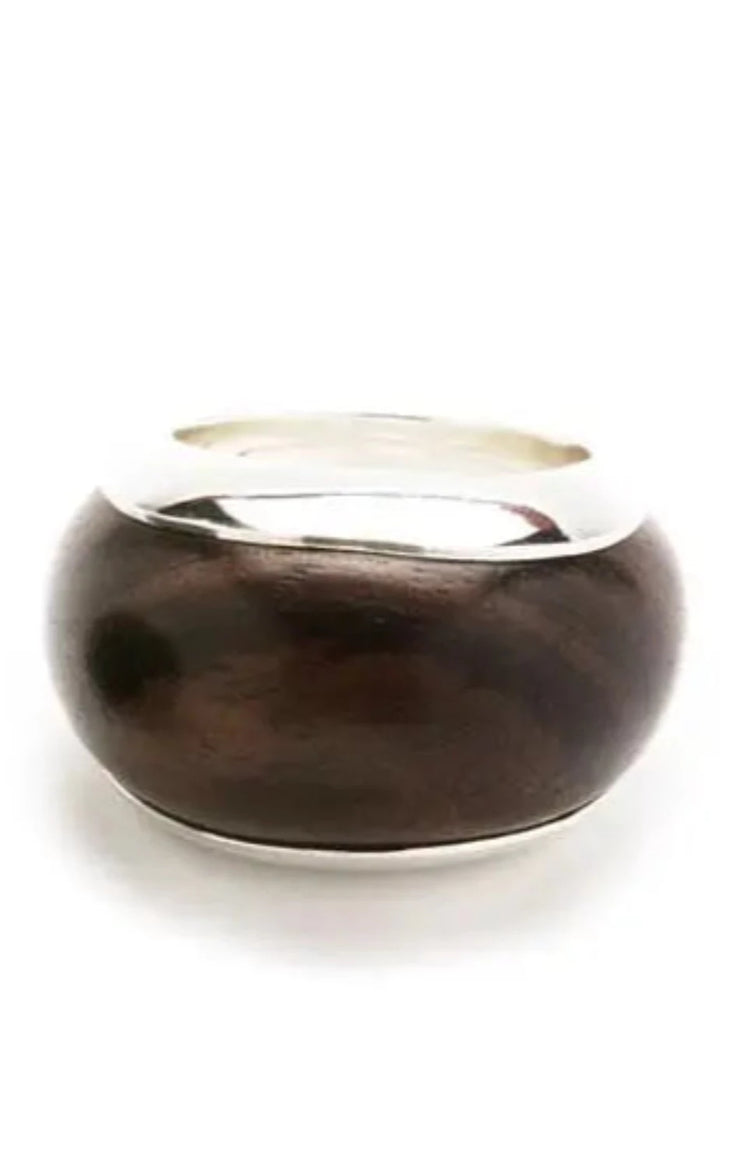 Silver Lined Rosewood Ring