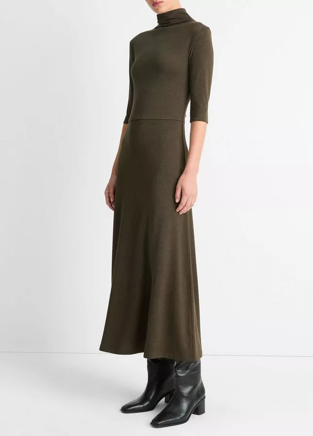 Elbow Sleeve Turtleneck Dress