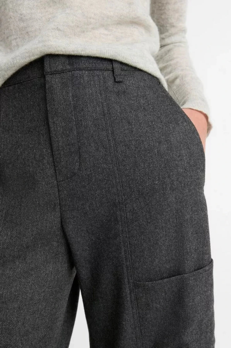 Mid Rise Brushed Herringbone Flannel Pant