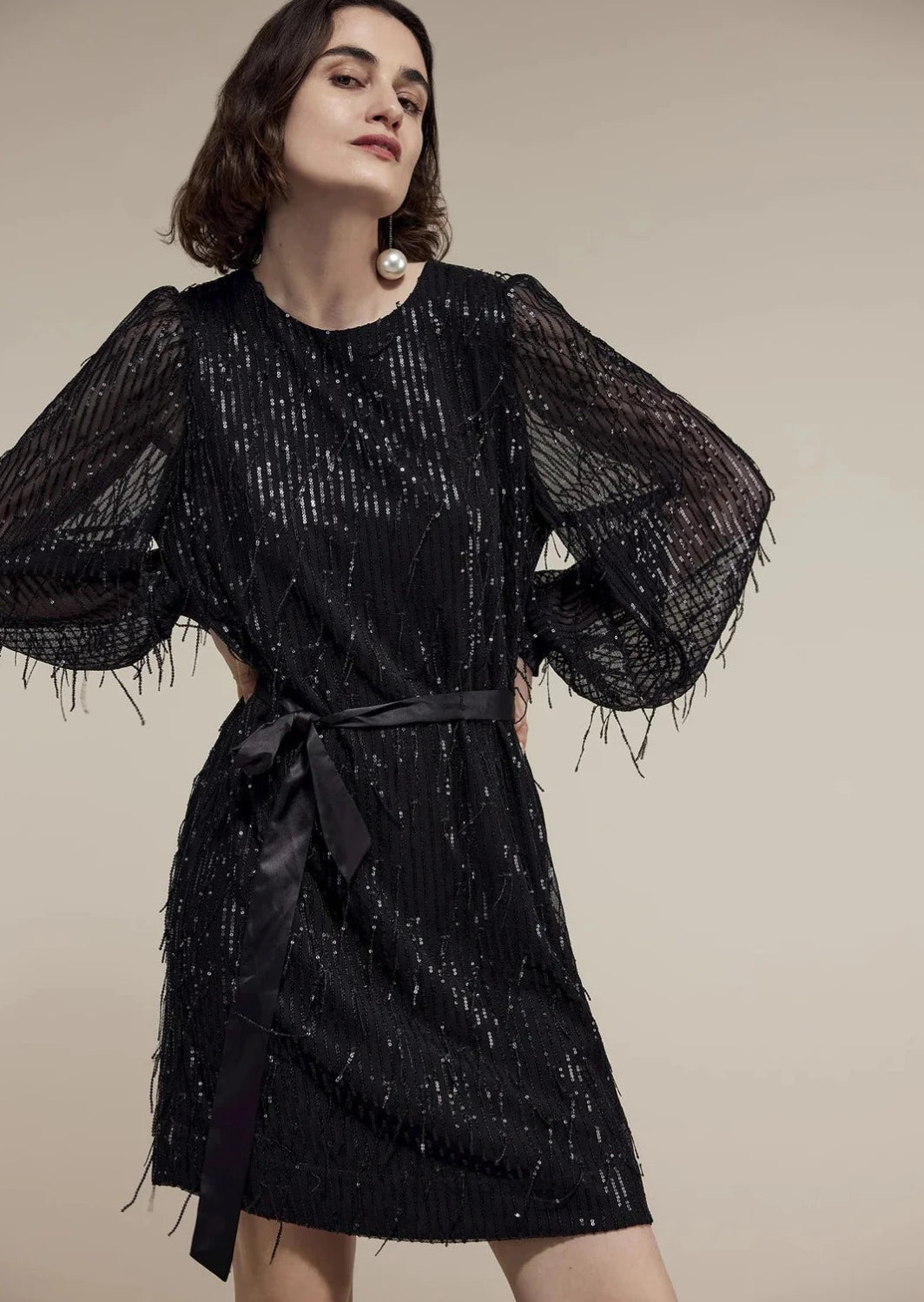 Midi Dress With Black Fringe Sequin Dress Fringe Dress W Sequins Antibes Midi Dress With Black Fringe Sequin Dress Fringe Dress W Sequins Antibes