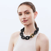 Short Oval Necklace with Gold