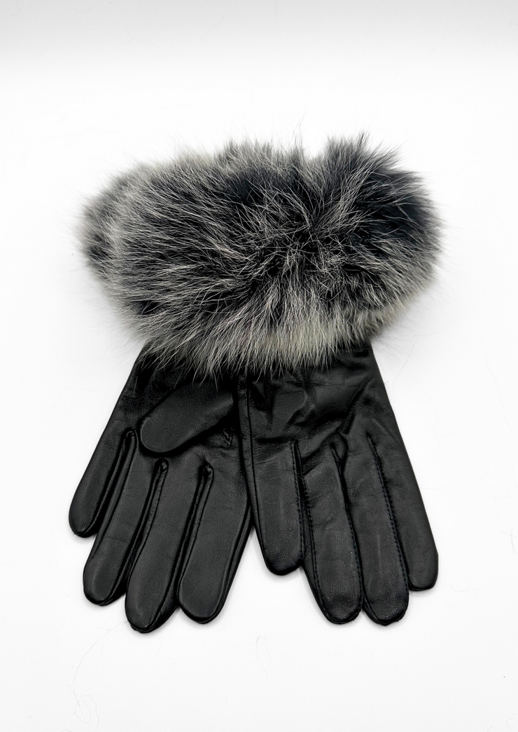 Leather Glove w Fox Trim