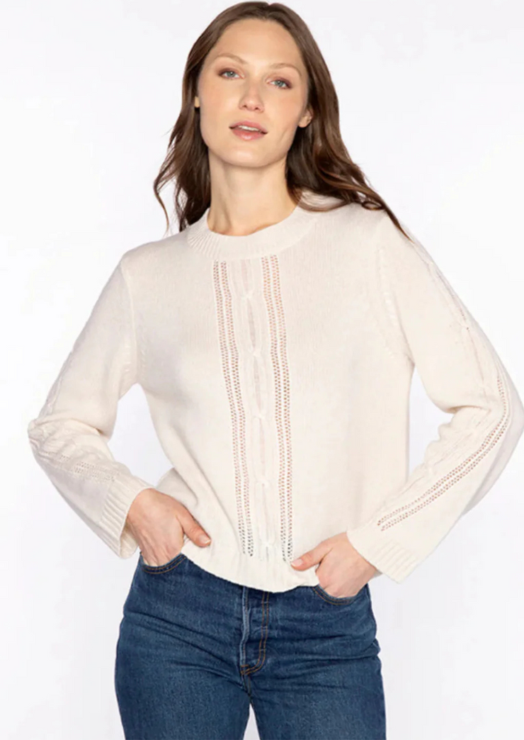 Placed Cable Crew Sweater