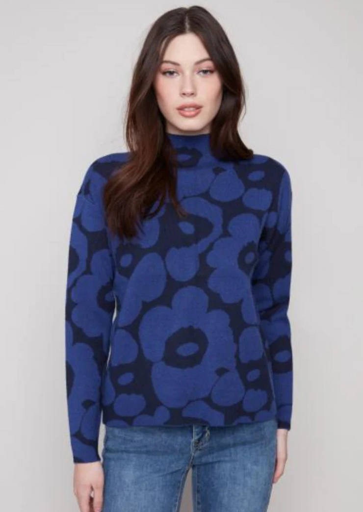 Jacquard Mock Neck Sweater