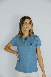 Women's Dry Lux Polo, Gingham Blue