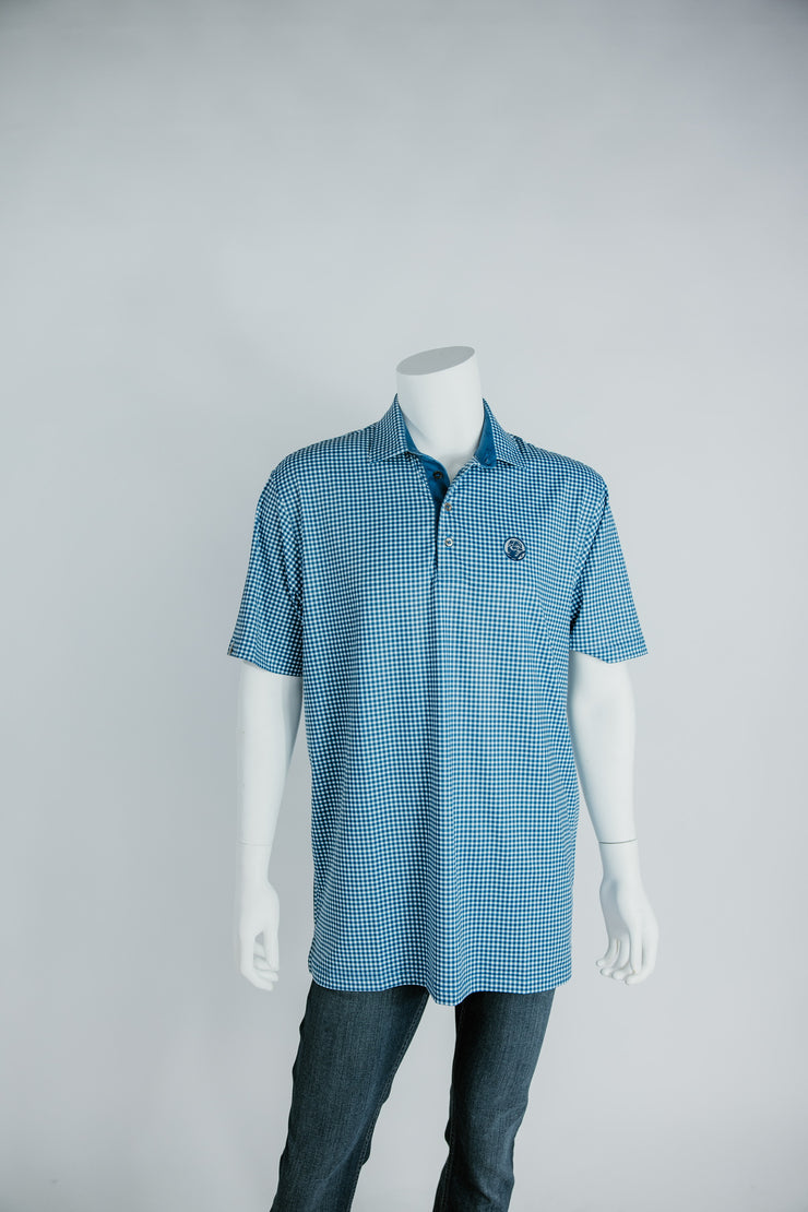 Men's Dry Lux Polo, Gingham Blue