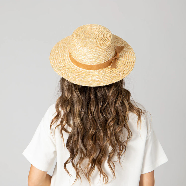 Straw Boater Hat - WITH BLACK BAND