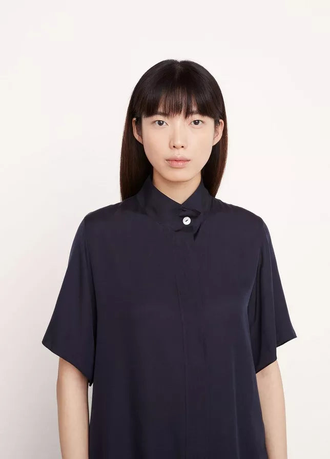S/S Stand Collar Blouse